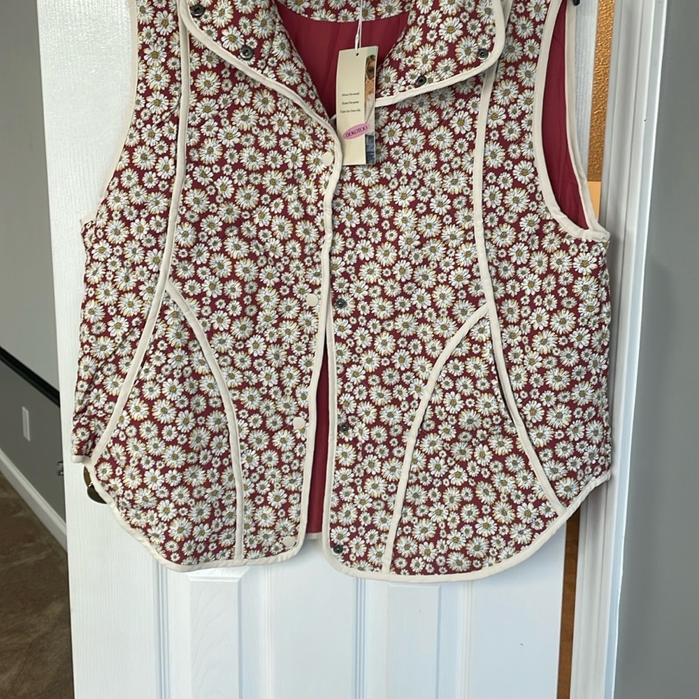 Floral Quilted Vest with Cream Accents